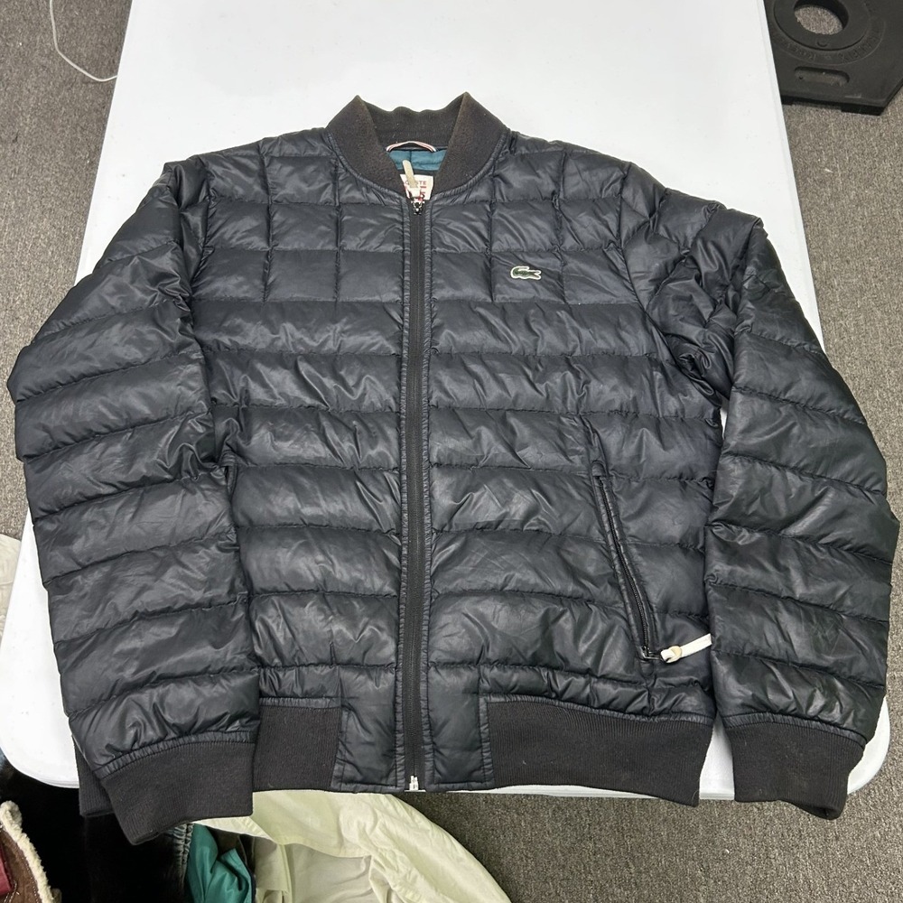 Lacoste L!VE Puffer Jacket Mens Large Black Quilted Bomber Zip Up BH9624